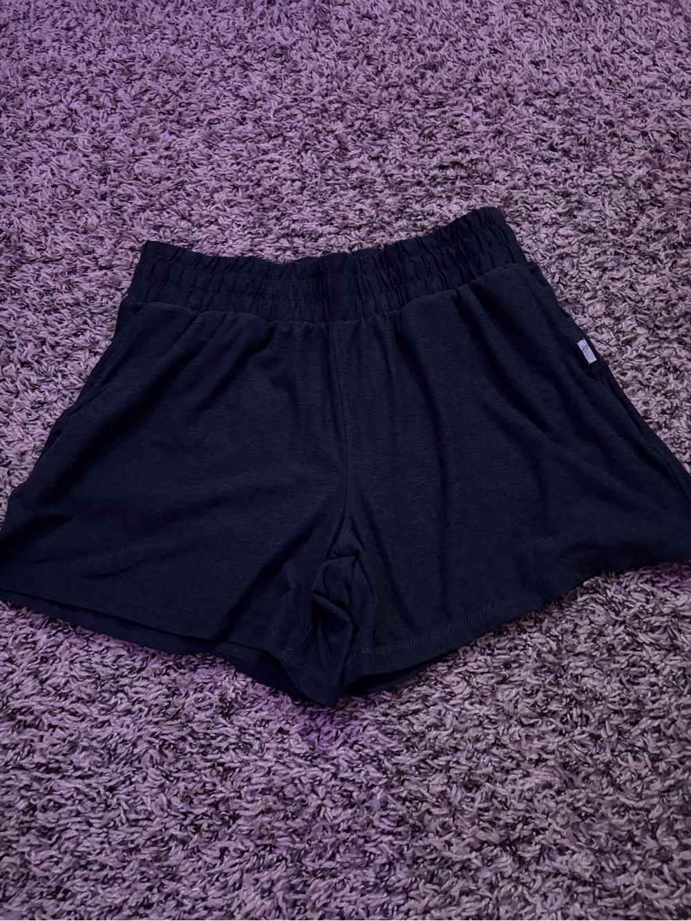 Women's Black Elastic-Waist Shorts